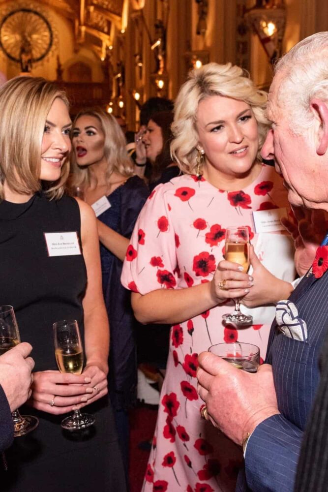 Zoe Brimelow, Sara Davies and Prince Charles at Winsdor Castle for Queens Award